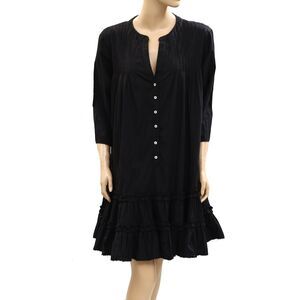 Kerri Rosenthal Tiered Ruffle Mini Dress Pleated Lace Cotton Black M New 285856